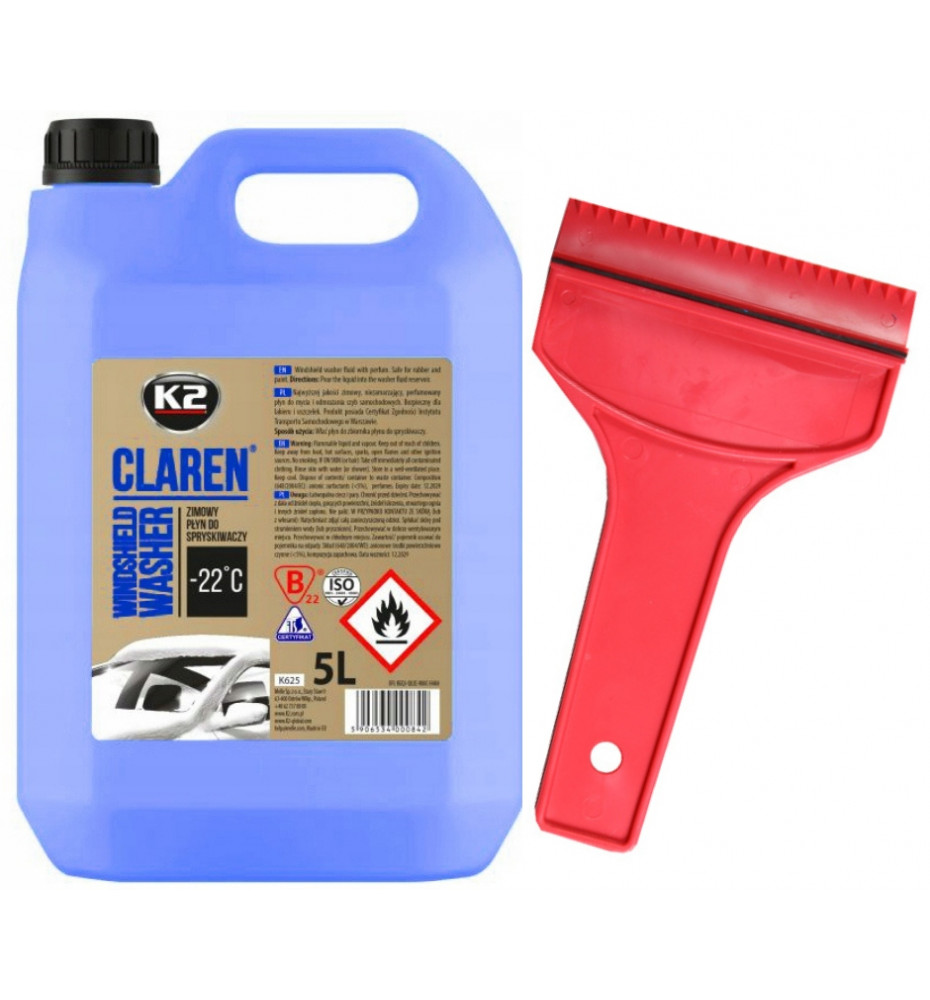 ZIMOWY PŁYN DO SPRYSKIWACZY 22C- K2 CLAREN +GRATIS